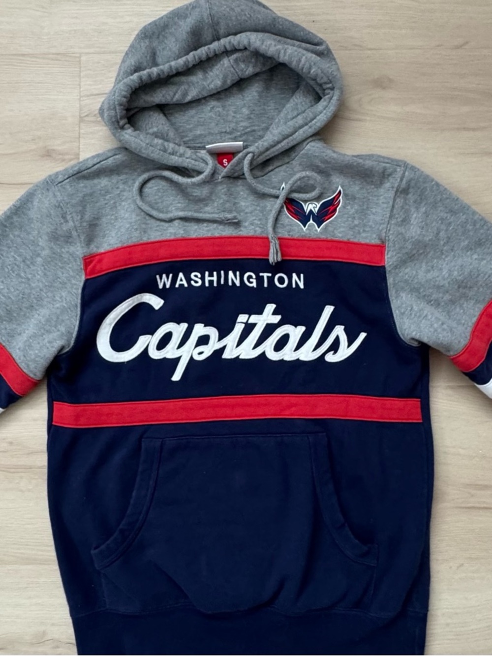 Mitchell & Ness Gray and Red NHL Logo Pullover Hoodie